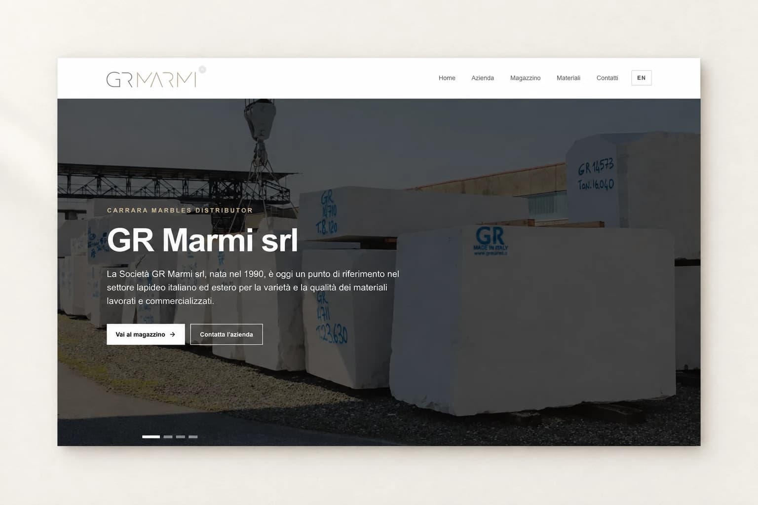 Editorial preview of the GR Marmi website