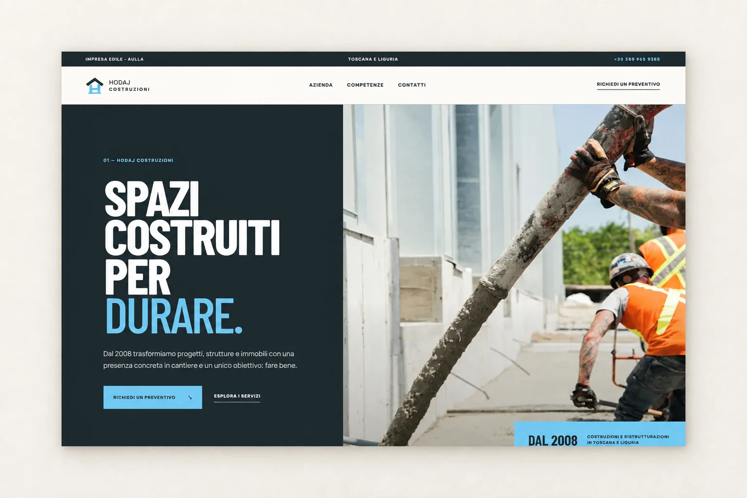Website preview Hodaj Costruzioni